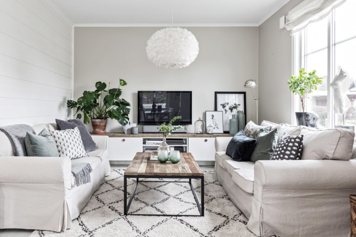 Meubles de style nordique dans le salon