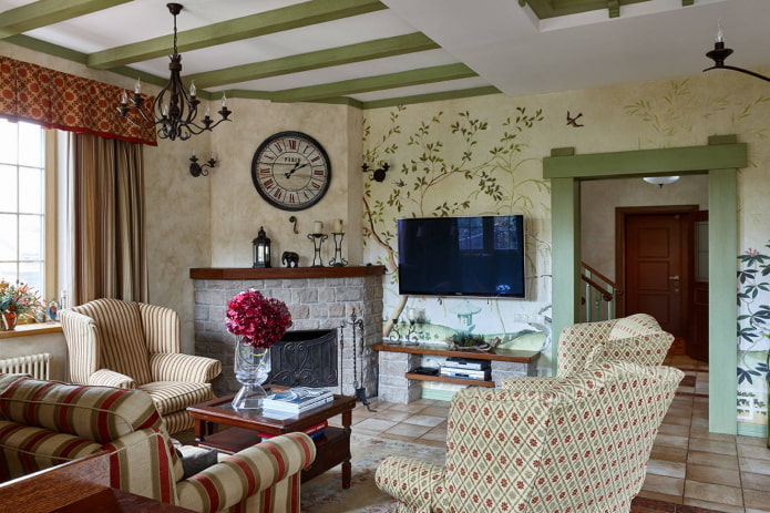 Intérieur clair avec du vert détails