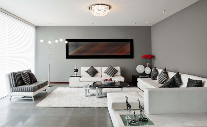 Intérieur de salon gris
