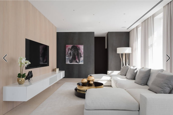 Décoration et éclairage du salon dans un style minimaliste