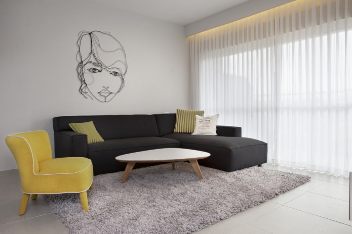 Textiles dans le salon de style minimaliste