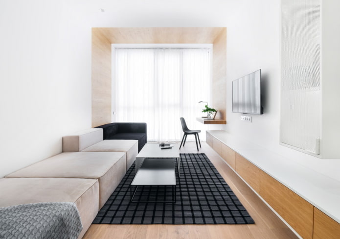Textiles dans le salon dans un style minimaliste