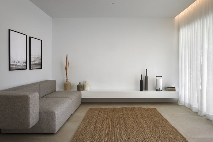Textiles dans le salon dans un style minimaliste