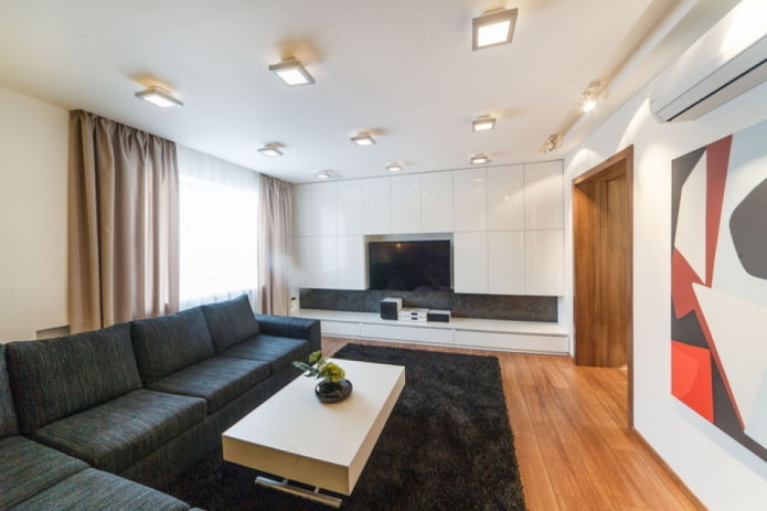 Décoration et éclairage du salon dans un style minimaliste