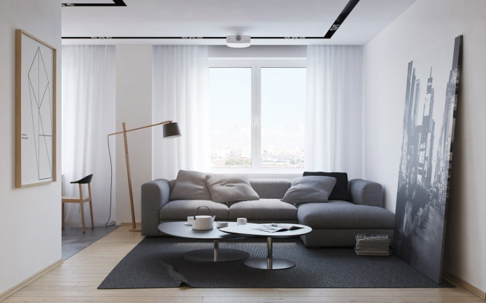 Décoration et éclairage du salon dans un style minimaliste