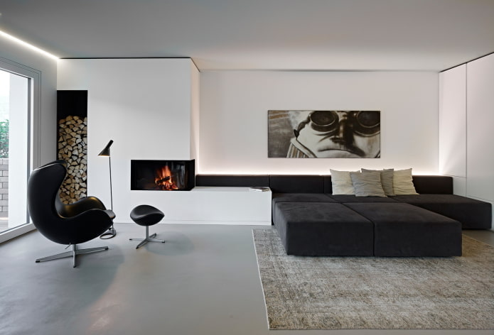 Design intérieur de salon de style minimaliste