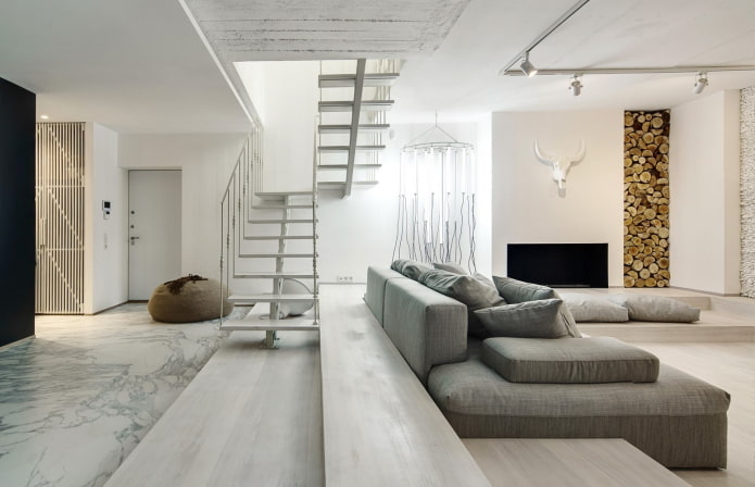 Design intérieur de salon dans un style minimaliste