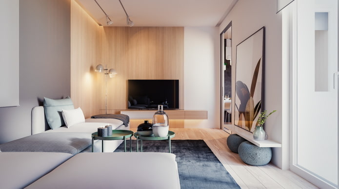 Décoration et éclairage du salon dans un style minimaliste