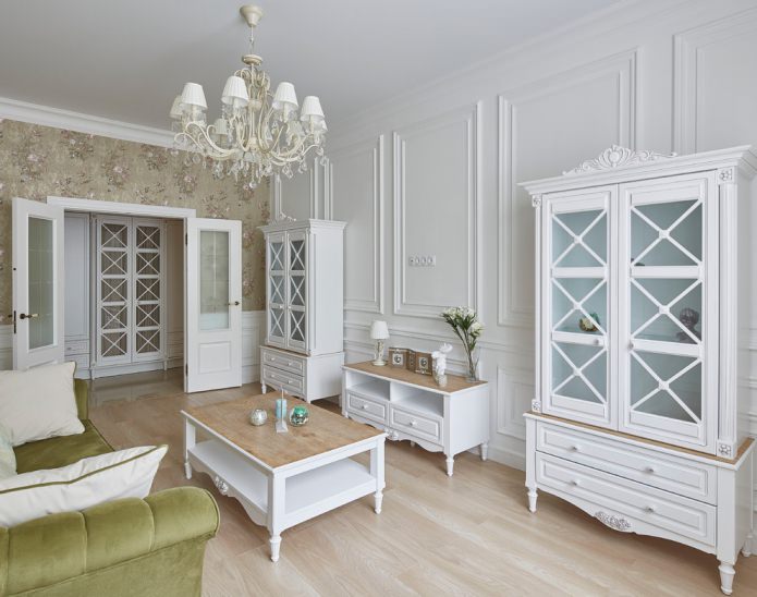 portes claires dans le salon