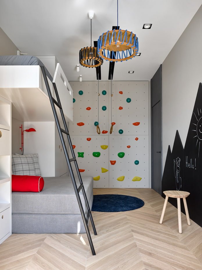 Mur en tableau noir dans la chambre d'enfant