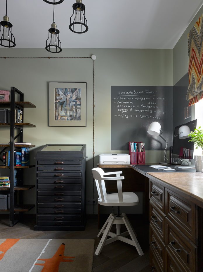 tableau noir au-dessus de la table de travail