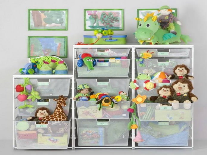organisateurs pour ranger les jouets dans la chambre de bébé