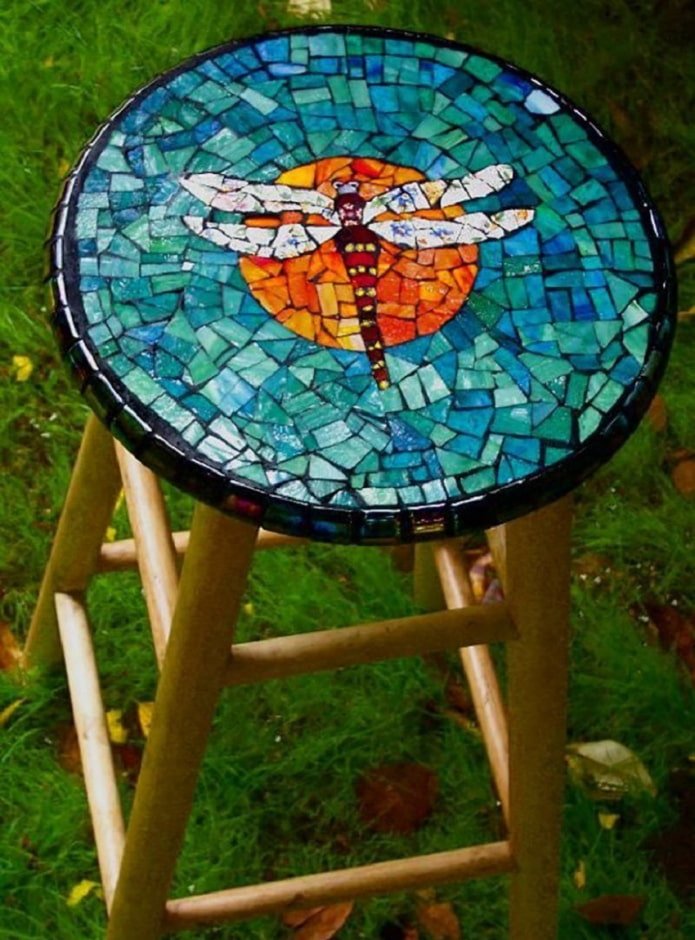 siège de tabouret en mosaïque