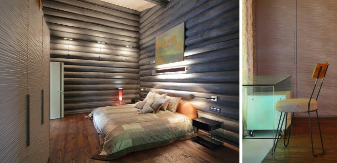 Décoration intérieure d'une maison en rondins de style moderne