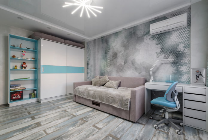 finition d'une chambre d'enfant grise