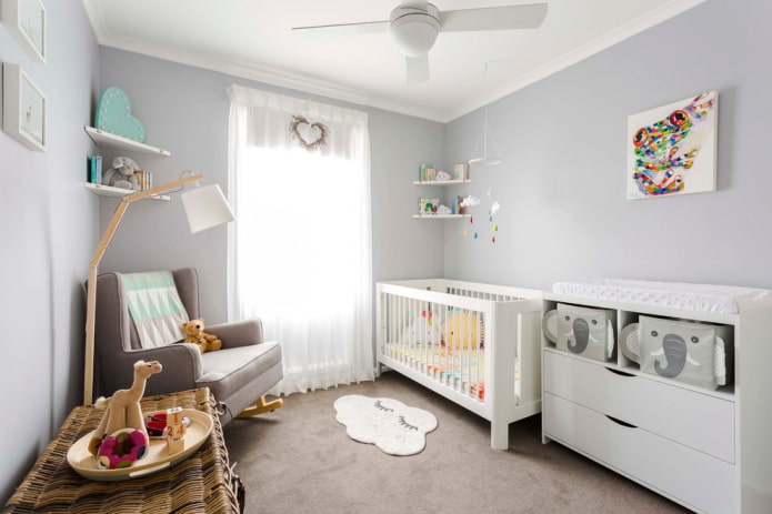 Design chambre d'enfant gris clair