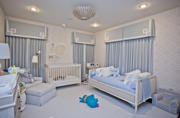 intérieur chambre d'enfant bleu-gris