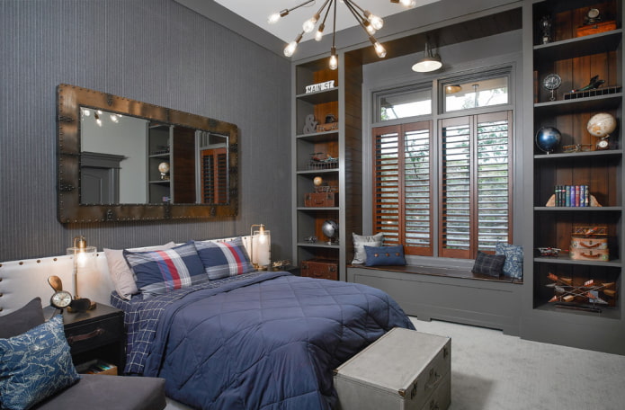 Design d'une chambre d'enfant gris foncé