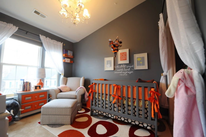 Design d'une chambre d'enfant gris foncé