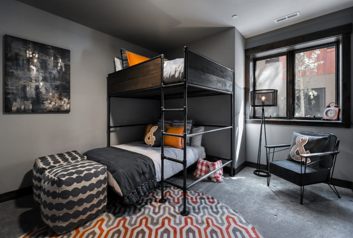 Design d'une chambre d'enfant gris foncé