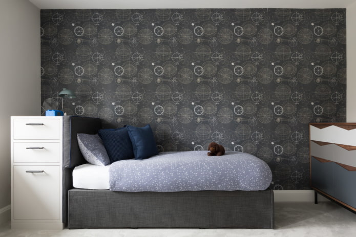 Design d'une chambre d'enfant gris foncé