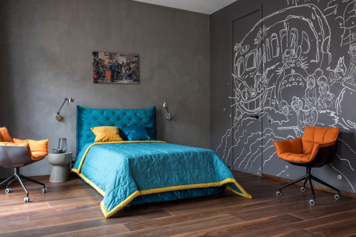 Design d'une chambre d'enfant gris foncé