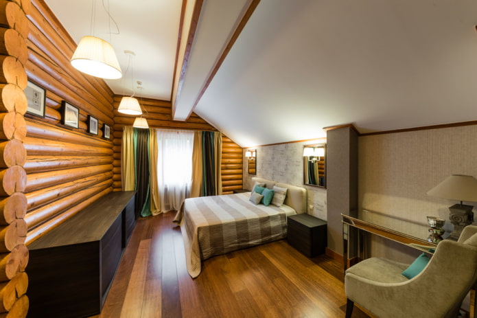 Éclairage intérieur d'une maison en rondins
