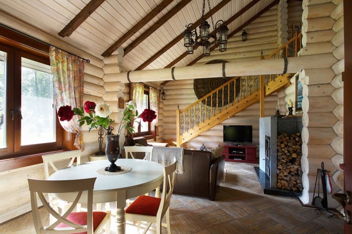 conception intérieure d'une maison en rondins