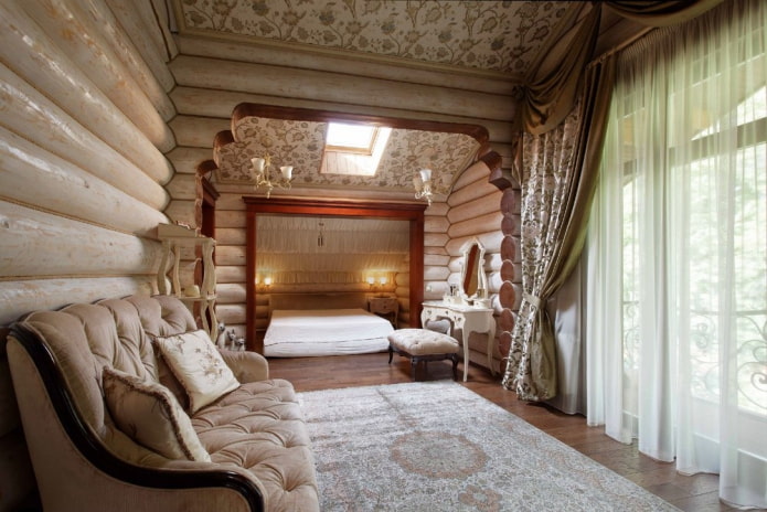 Chambre dans une maison en bois