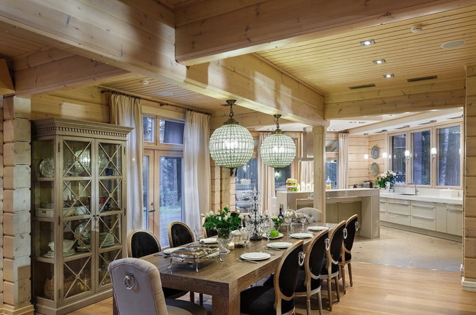 conception d'une cuisine dans une maison en rondins