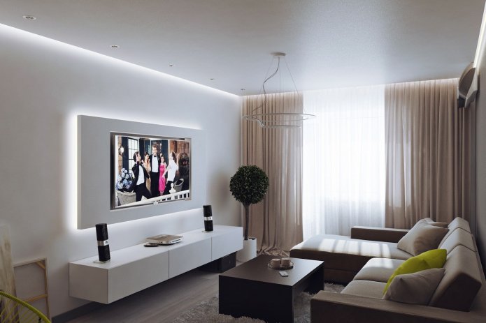 salon dans un appartement de deux pièces de 50 mètres