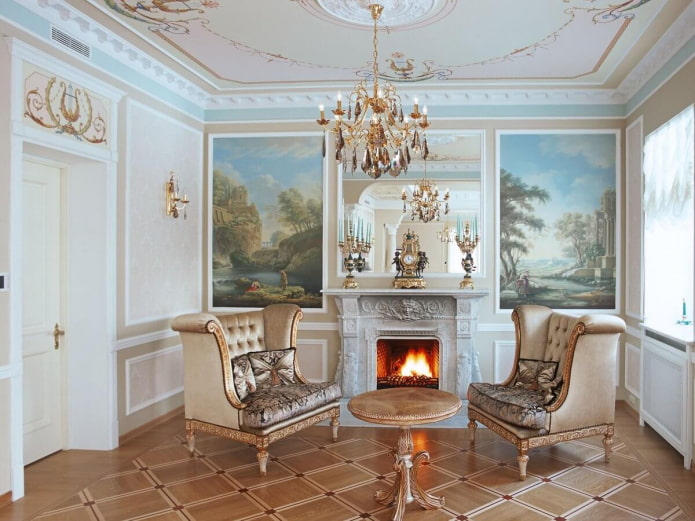 Cheminée de style classique dans le salon