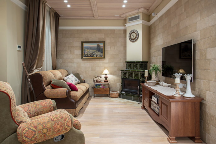 Cheminée dans un salon de style provençal