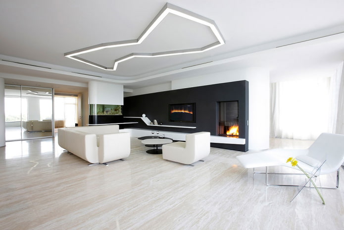 Salon minimaliste à l'intérieur de la maison