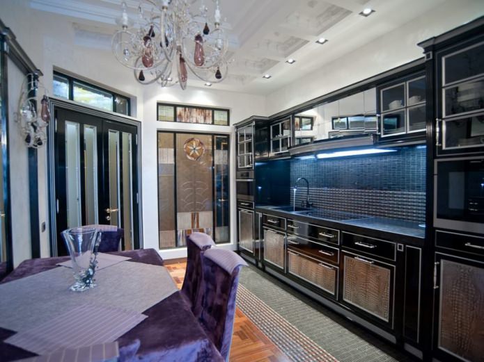Ensemble de cuisine noir de style Art déco