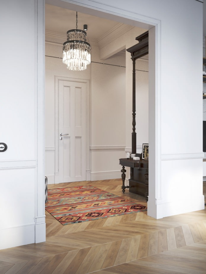 Couloir dans le projet d'aménagement d'un appartement de 100 m².