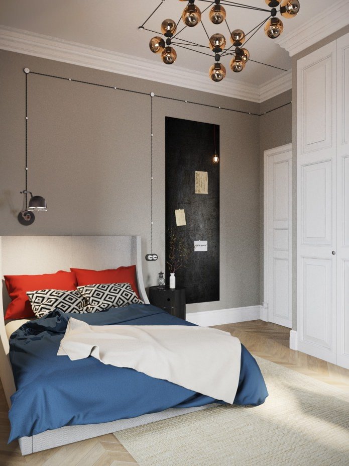 chambre dans le projet de conception d'un appartement de 100 m².