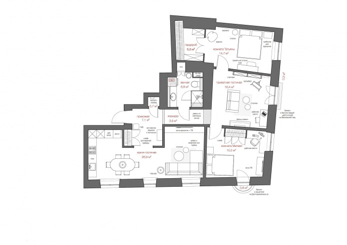 Aménagement d'un appartement de 100 m²