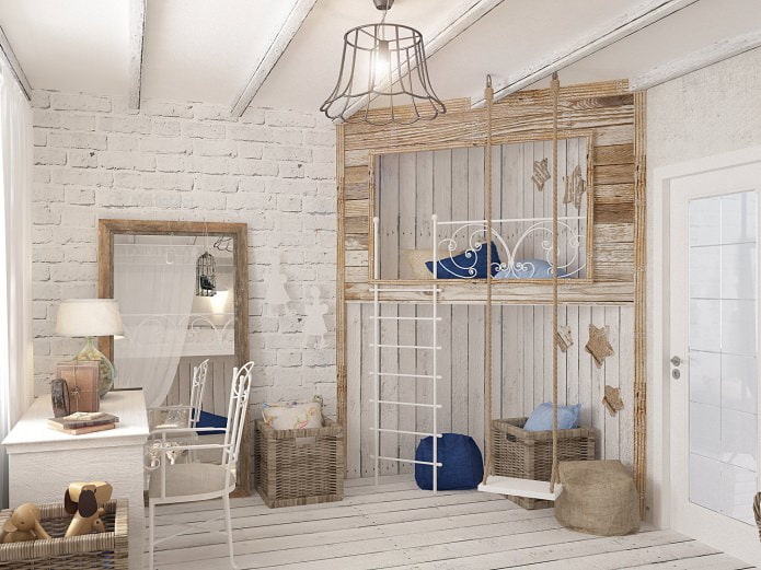 Brique blanche à l'intérieur d'une chambre d'enfant