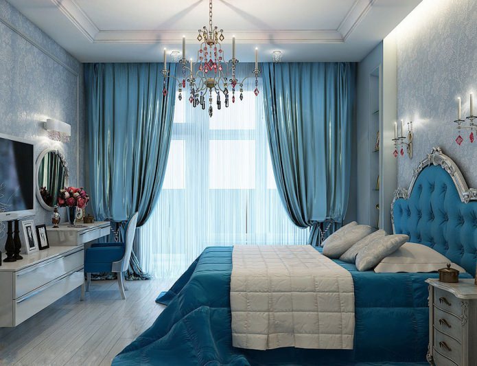 intérieur d'une chambre bleue