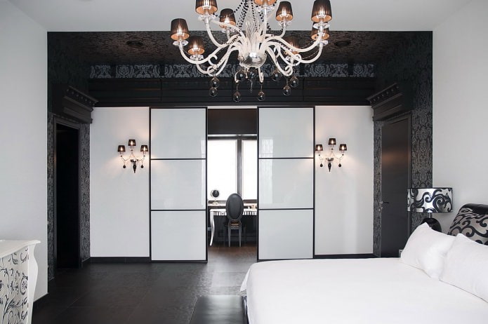 Intérieur de chambre noir et blanc