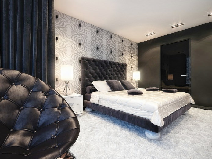 tapis à poils longs dans la chambre à coucher