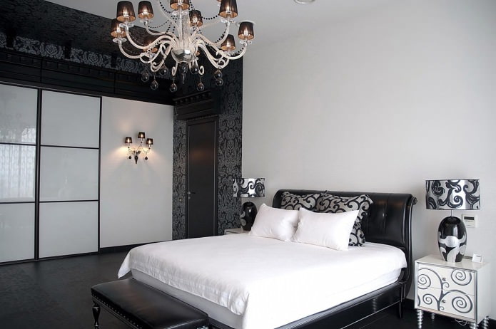 Intérieur de chambre noir et blanc
