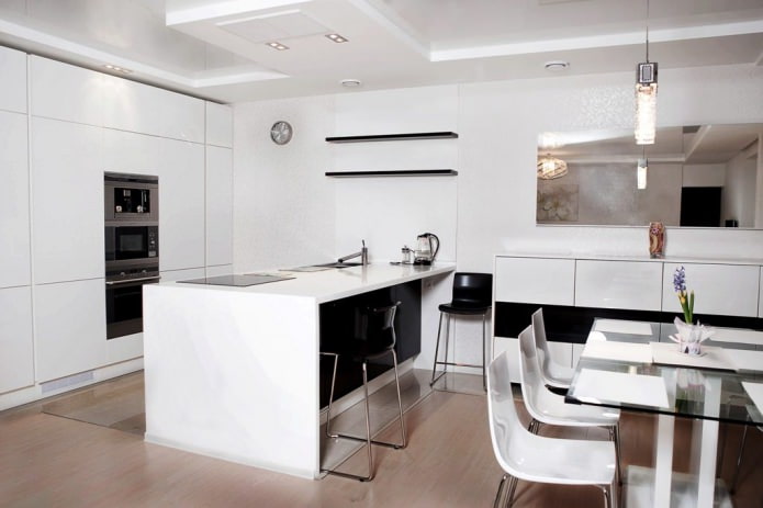 Intérieur de cuisine noir et blanc