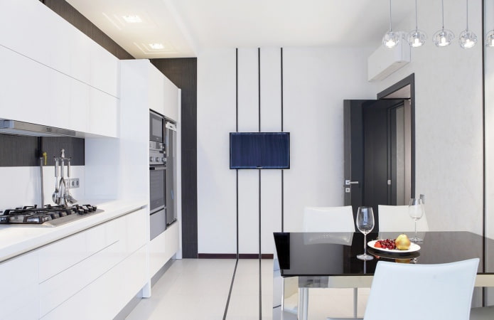 Intérieur de cuisine noir et blanc