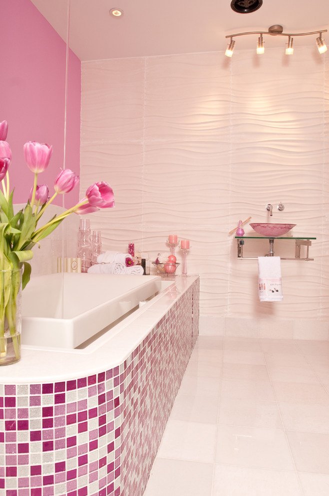 salle de bain rose