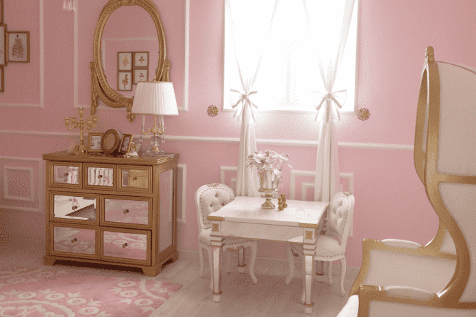 Intérieur rose et or