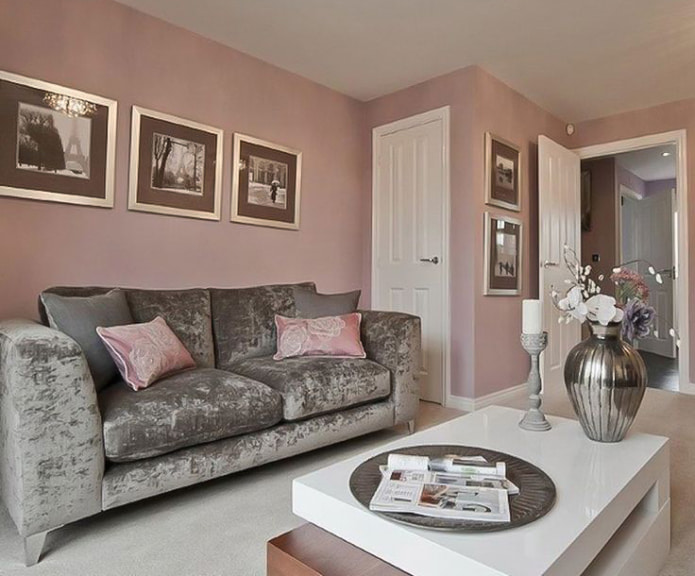 Intérieur blanc, rose et gris