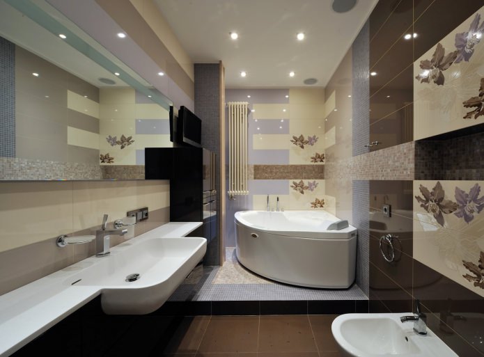 Intérieur de salle de bain avec podium de style moderne