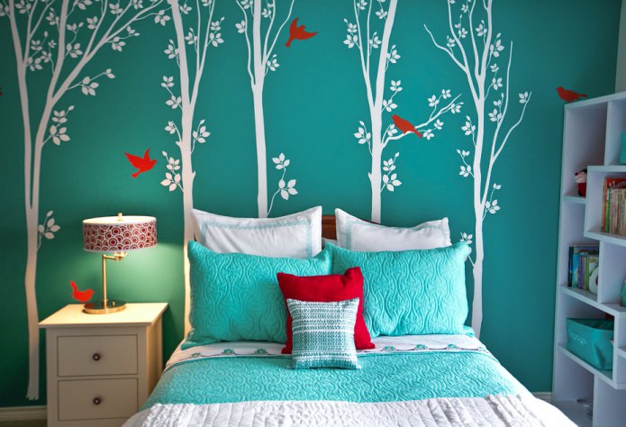 coussins aux tons azur-turquoise